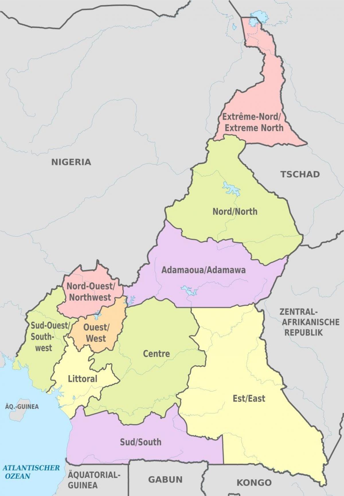 Mapa administrativo de Camerún