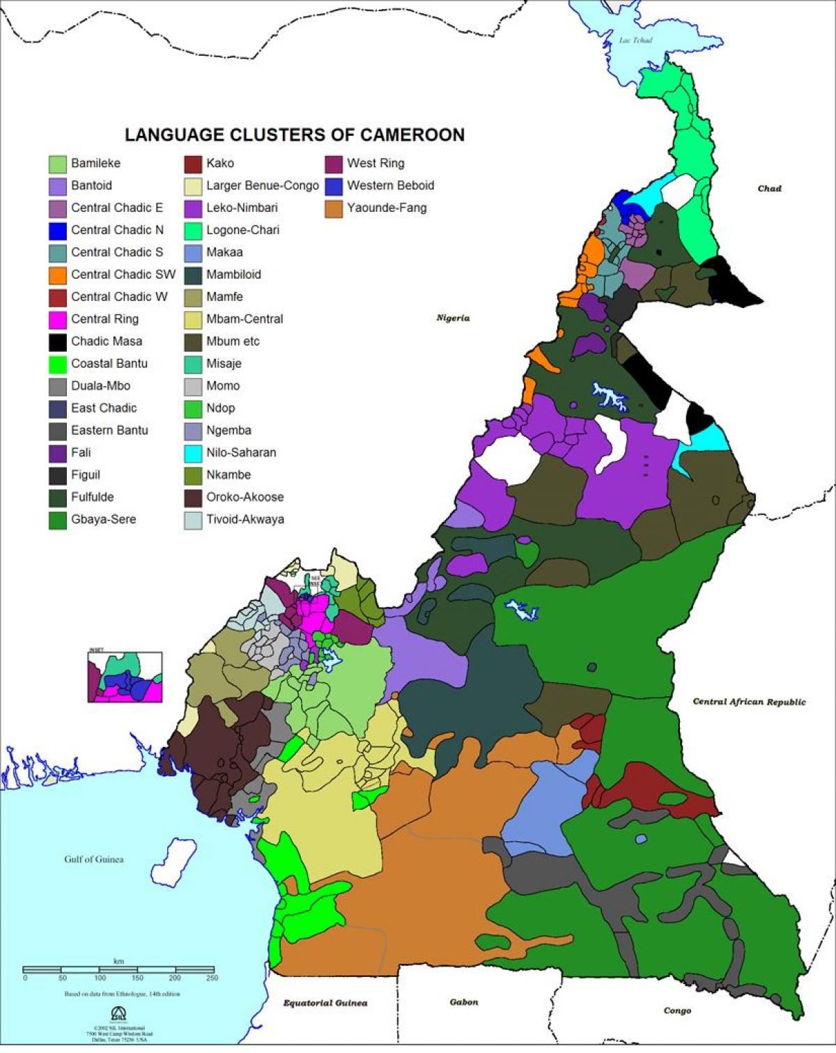 Mapa de Camerún lingua