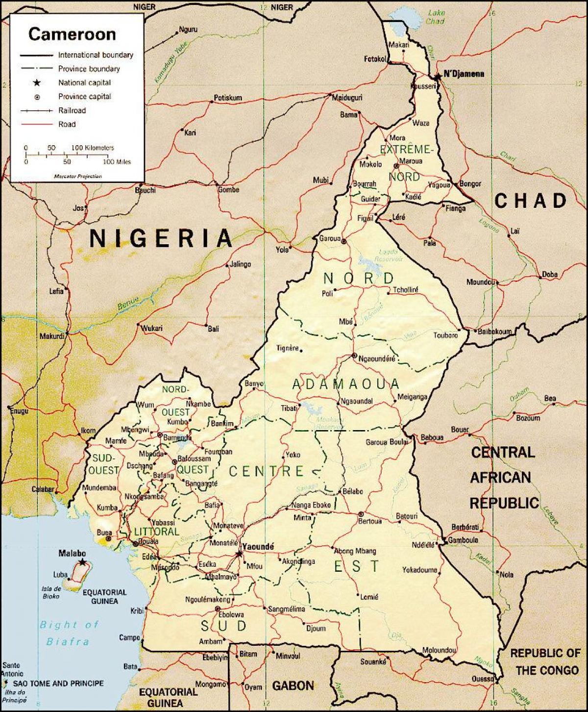 o mapa de Camerún