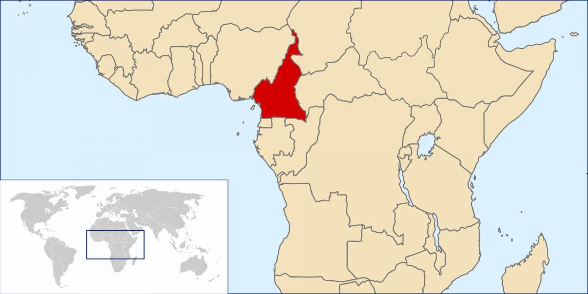 Camerún localización no mapa do mundo