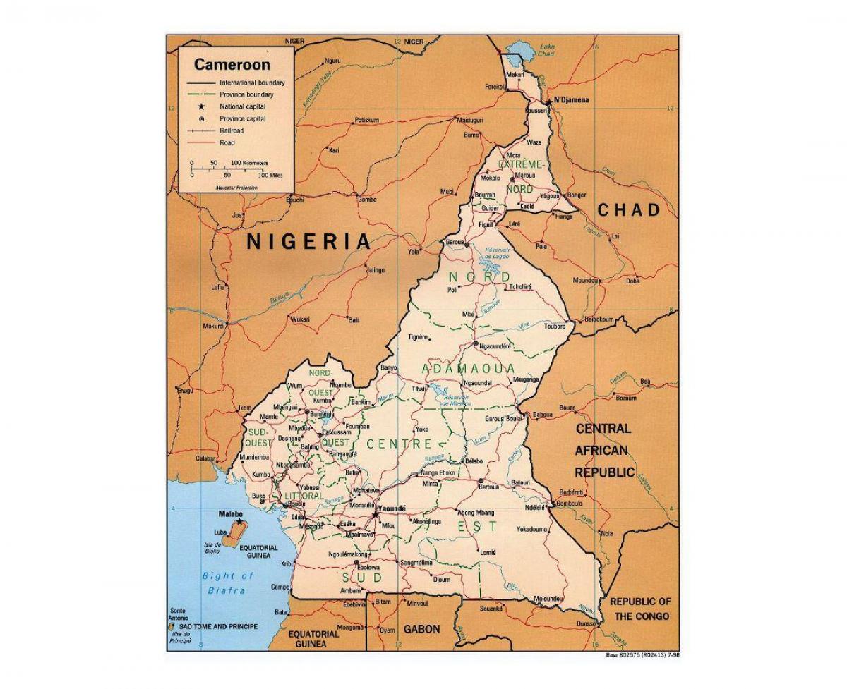 Mapa do sur de Camerún