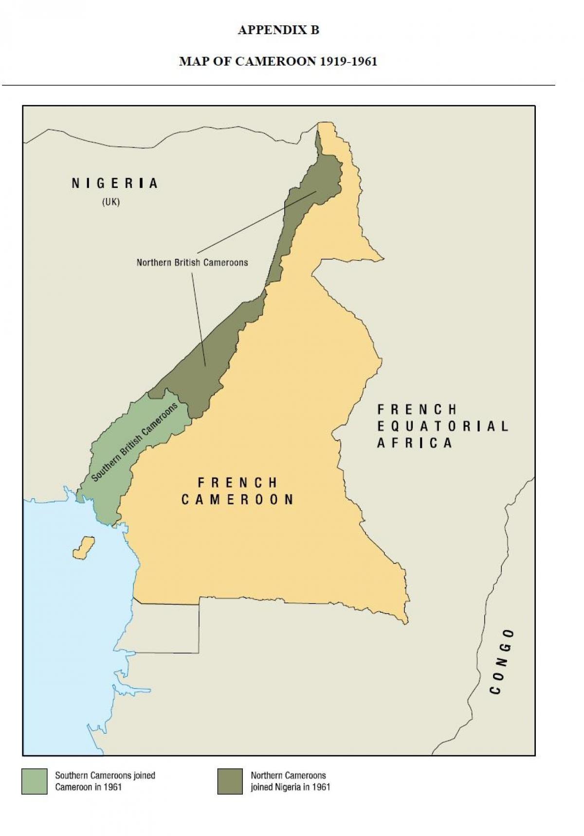 Mapa de uno estado de Camerún