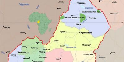 Camerún mapa con cidades