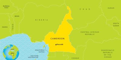 Mapa de Camerún e os países veciños