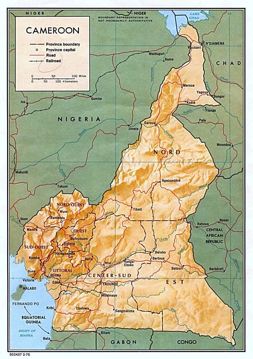 Mapa de alivio cameroo