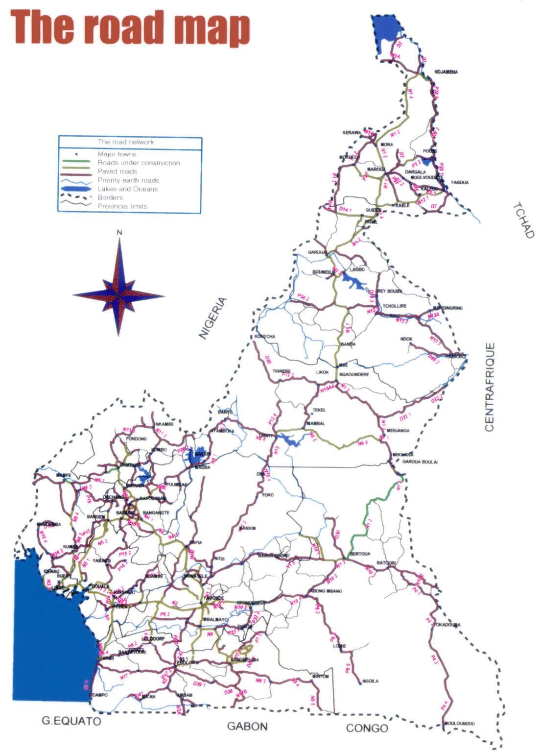 Mapa de Camerún estrada