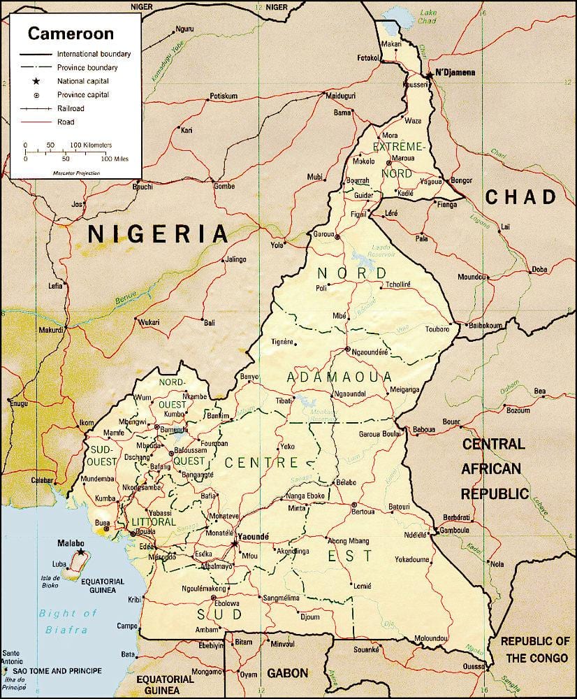 o mapa de Camerún