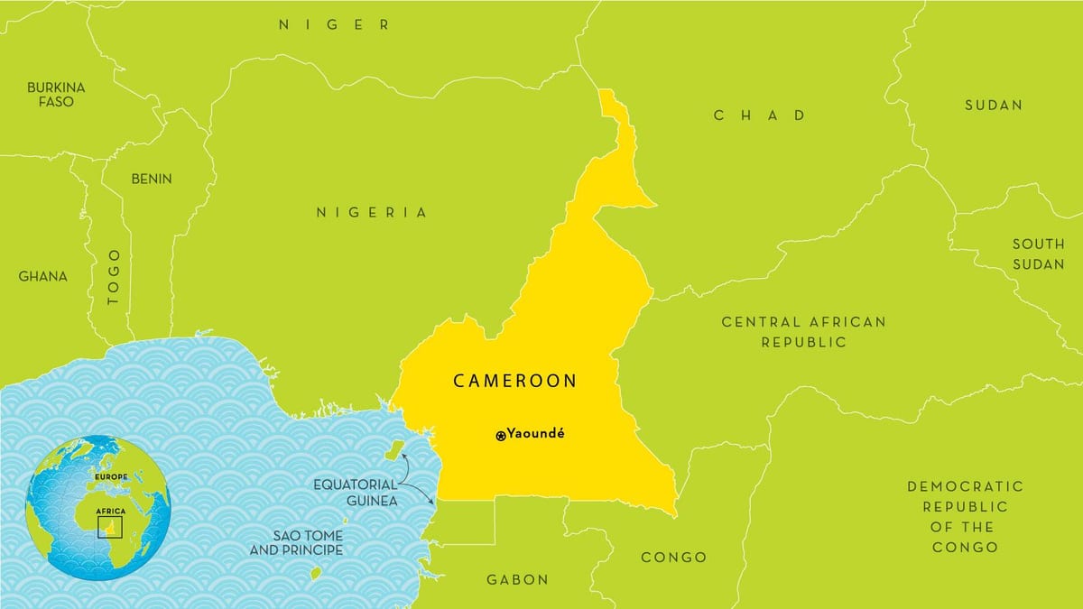 mapa de Camerún e os países veciños