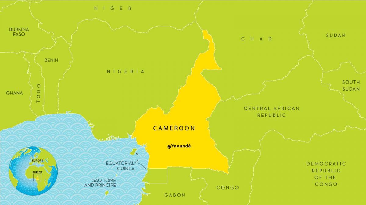 mapa de Camerún e os países veciños