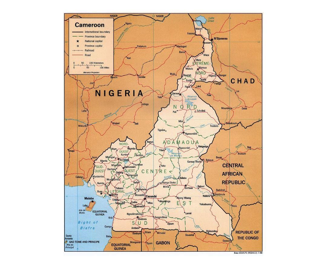 Mapa do sur de Camerún