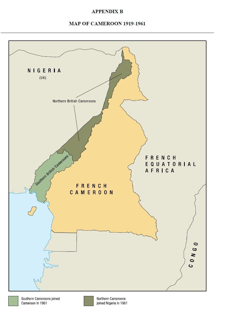 Mapa de uno estado de Camerún